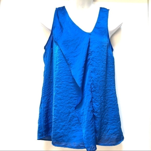 Michael Michael Kors Sleeveless Ruffle Front Tipped Blouse Size Small - Picture 3 of 7